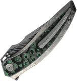 We Knife Quinseris Framelock Crystalized Titanium & Carbon Fiber Folding Damasteel Knife 23093DS1