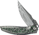 We Knife Quinseris Framelock Crystalized Titanium & Carbon Fiber Folding Damasteel Knife 23093DS1