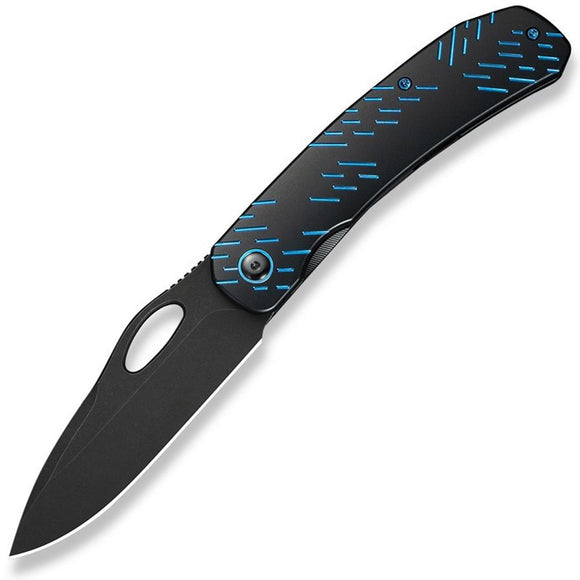 We Knife Inmate Framelock Black & Blue Titanium Folding CPM-20CV Pocket Knife 23096B2