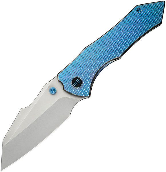 We Knife High-Fin XL Framelock Blue Titanium Folding 20CV Pocket Knife 240102