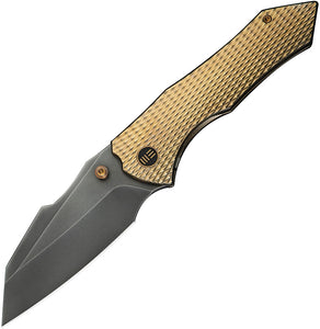 We Knife High-Fin XL Framelock Gold Titanium Folding 20CV Pocket Knife 240103