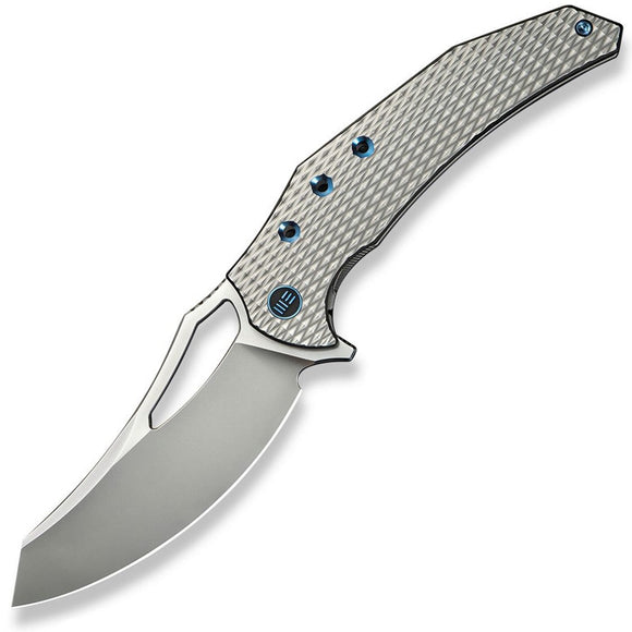 We Knife Epaulette Framelock Polished Bead Blasted Titanium Folding M390 Knife 240243