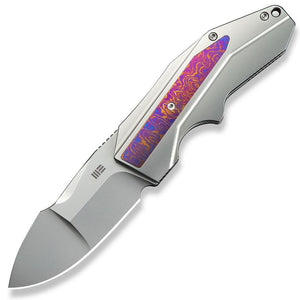 We Knife Coral SLT Framelock Gray Titanium & Timascus Folding 20CV Knife 240444