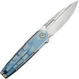 We Knife Hull Linerlock LTE Blue Terrain Titanium Folding M390 Pocket Knife 240463
