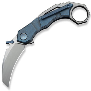We Knife Tayra Framelock Blue & Gray Titanium Folding Bohler M390 Knife 240693