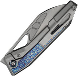 We Knife Inceptus Framelock Gray & Flamed Titanium Folding M390 Knife 250172