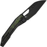 We Knife Inceptus Framelock Black Titanium & Green Carbon Fiber Folding M390 Knife 250173