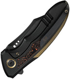 We Knife VARG Framelock Black & Gold Titanium & Copper Foil Carbon Fiber Folding MagnaCut Knife 250741