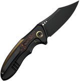 We Knife VARG Framelock Black & Gold Titanium & Copper Foil Carbon Fiber Folding MagnaCut Knife 250741