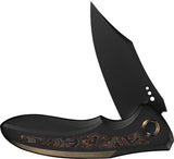 We Knife VARG Framelock Black & Gold Titanium & Copper Foil Carbon Fiber Folding MagnaCut Knife 250741