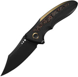 We Knife VARG Framelock Black & Gold Titanium & Copper Foil Carbon Fiber Folding MagnaCut Knife 250741