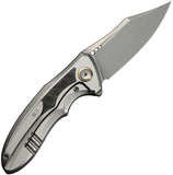We Knife VARG Framelock Gray Titanium & Yellow Carbon Fiber Folding MagnaCut Knife 250742