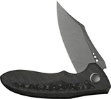 We Knife VARG Framelock Tiger Stripe Flamed Titanium & Rose Carbon Fiber Folding MagnaCut Knife 250743