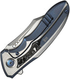 We Knife VARG Framelock Blue & Satin Titanium & Aluminum Foil Carbon Fiber Folding MagnaCut Knife 250744