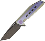 WE KNIFE Tanto Green Blue Titanium Folding Pocket Knife S35VN - 602B
