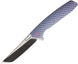WE KNIFE CO Dragon Scale Framelock Blue Titanium Folding Tanto Blade Knife - 604S