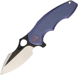 WE KNIFE CO Framelock Blue Titanium Handle Satin Black Folding Blade Knife 605G
