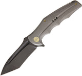WE KNIFE CO Framelock Gray Titanium Handle Folding Black Tanto Blade Knife 608C