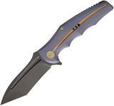 WE KNIFE CO Framelock Blue Titanium Handle Folding Black Tanto Blade Knife 608I