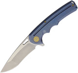 WE KNIFE Ti Blue Flipper Folding Pocket Knife Drop Pt SW Satin S35VN -  611D