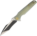 WE KNIFE CO. Framelock Tanto Black Folding Satin Blade Green Handle Knife 612E