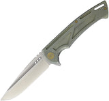 WE KNIFE Co Green Handle Folding Knife Satin Blade BOHLER M390 Folder 9" 614D