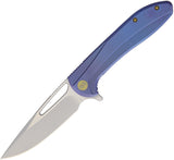 WE KNIFE CO Framelock Blue Titanium Handle Bead Blast & Satin Folding Knife 615D