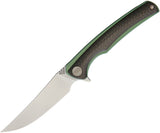 WE KNIFE 8" Green Ti Carbon Flipper Folding Pocket Knife Bohler M390 EDC 704CFC