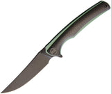 WE KNIFE CO Framelock Green Carbon Fiber Titanium Folding Blade Knife 704CFH