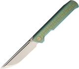 WE KNIFE Co Straight Up Green Handle Folding Knife Satin M390 EDC Framelock 710F