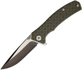We Knife Blitz Framelock Folding Drop Blade Black & Green Handle Knife 711B