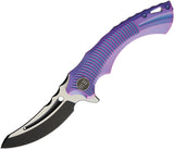 WE KNIFE CO. Sea Monster Framelock Folding Black Blade Purple Handle Knife 713A