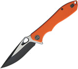 WE KNIFE CO. Ignition Framelock Folding Black Blade Orange G10 Handle Knife 715A