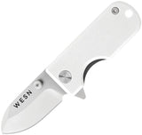 Wesn Goods Microblade Framelock White G10 & Gray Titanium Folding D2 Steel Pocket Knife N0153