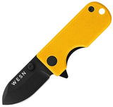 Wesn Goods Microblade Framelock Yellow G10 & Black Titanium Folding D2 Steel Pocket Knife N0163