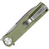 WIN+ Linerlock Green Micarta Folding D2 Steel Drop Pt Pocket Knife K3896MG