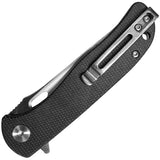 WIN+ Linerlock Black Micarta Folding D2 Steel Drop Pt Pocket Knife K3898MB