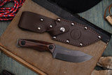 WOOX Bad Boy Hunter Walnut Wood D2 Steel Fixed Blade Knife w/ Sheath K06001