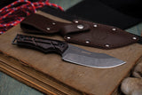 WOOX Bad Boy Hunter Brown Micarta D2 Steel Fixed Blade Knife w/ Sheath K06101