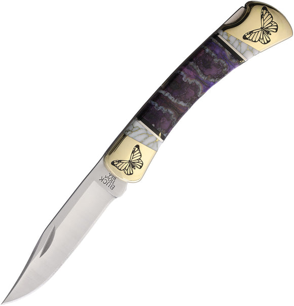 Yellowhorse Custom Buck 110 Lockback Purple Folding 420HC Pocket Knife 443
