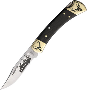 Yellowhorse Custom Buck 110 Deer Lockback Ebony Wood Folding 420HC Pocket Knife 454