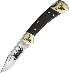 Yellowhorse Custom Buck 112 Deer Lockback Ebony Wood Folding 420HC Pocket Knife 460