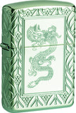 Zippo Elegant Dragon Design Armor High Polish Green Lighter 11658