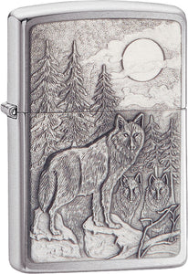 Zippo Lighter Timberwolves Emblem Chrome Windproof USA 20855