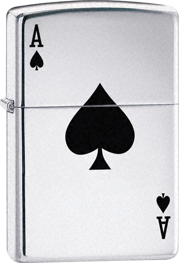 Zippo Lighter Lucky Ace High Polish Chrome Windproof USA New 24011