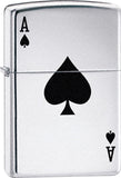 Zippo Lighter Lucky Ace High Polish Chrome Windproof USA New 24011