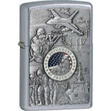 Zippo Lighter Joined Forces Emblem Street Chrome Windproof USA New 24457