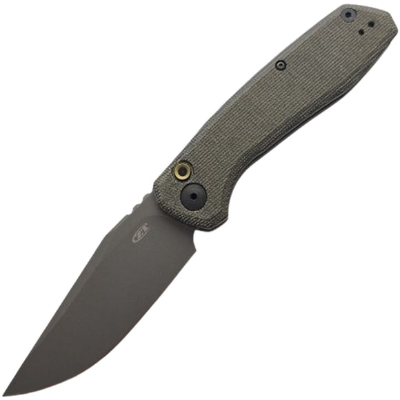 Zero Tolerance Automatic Model 0512 Knife Button Lock Green Micarta & Titanium CPM-CruWear Blade 0512OL
