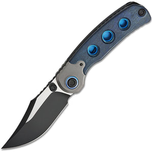 Kizer Cutlery Pioneer Linerlock Blue Richlite & Titanium Folding CPM-S35VN Bowie Knife K03A2
