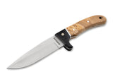 Boker Magnum Elk Hunter Brown Wood 440 Fixed Blade Knife w/ Belt Sheath 02GL683